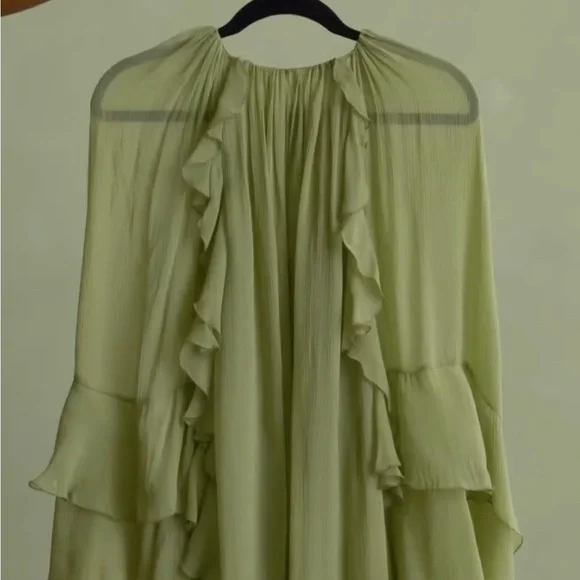 Mango Light Green Ruffled Dress - Picture 11 of 16